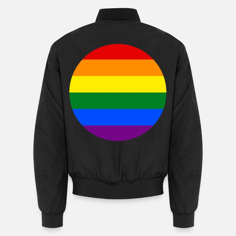 round sticker gay pride flag rainbow flag Unisex Bomber Jacket