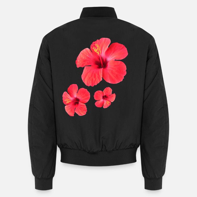 Fleurs d’hibiscus rouge Triple - Bomber unisexe - noir