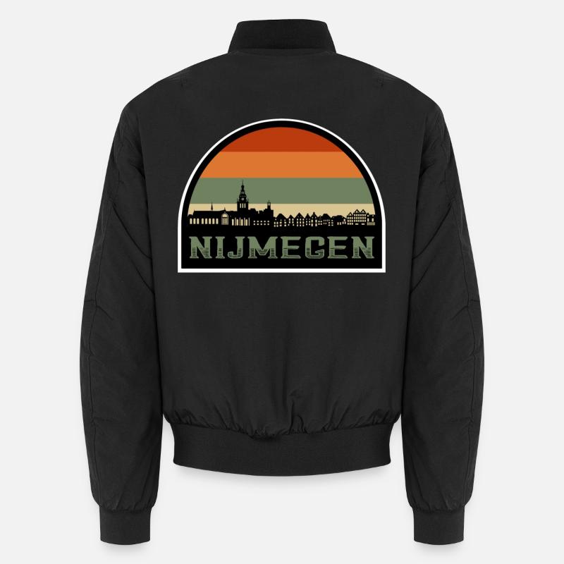 Nimègue Pays-Bas Skyline Silhouette Drapeau Néerlandais - Bomber unisexe - noir