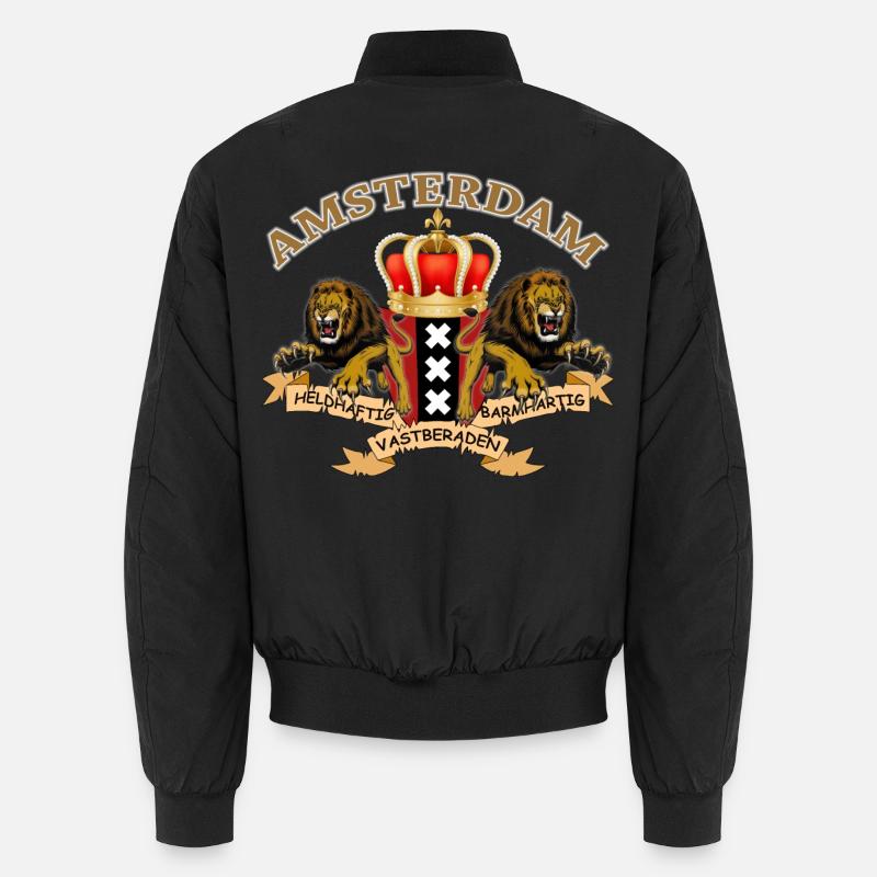 Wappen Amsterdam springende Löwen - Unisex Bomberjacke - Schwarz