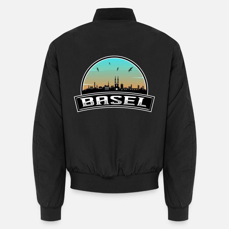 Basel Switzerland Skyline Swiss Souvenir - Unisex Bomber Jacket - black
