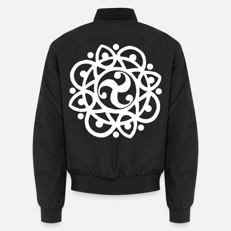 Celtic flower and sun (white) - Unisex Bomber Jacket - black