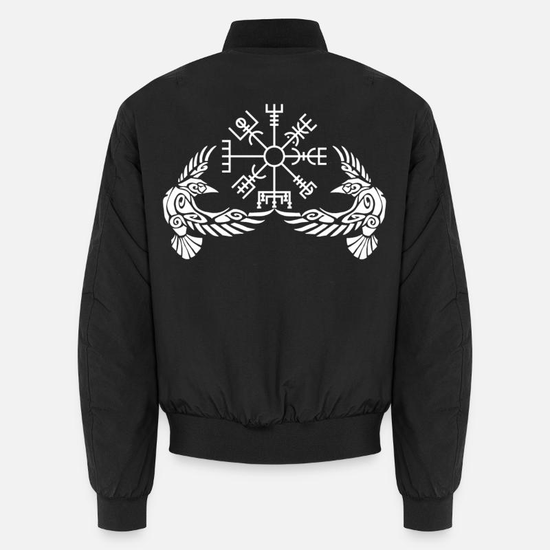 Weiße Krähen und Wikingerkompass - Unisex Bomberjacke - Schwarz