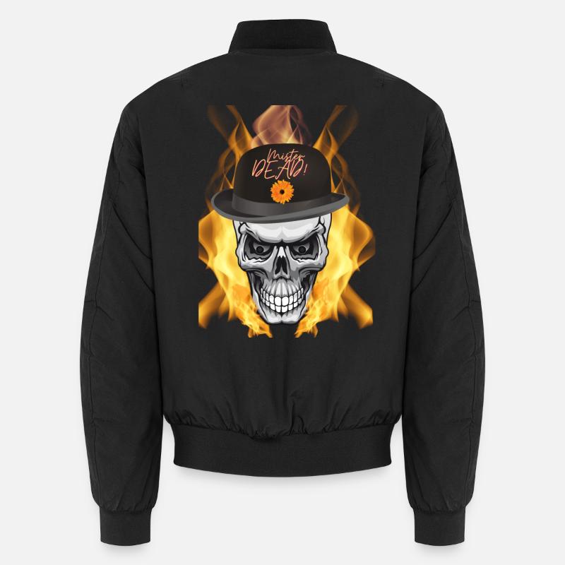 biker, skull, fire Unisex Bomber Jacket