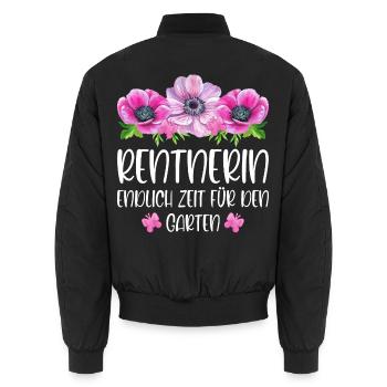 Rentnerin Ruhestand Endlich Zeit für den Garten - Unisex Bomberjacke - Schwarz - Hinten - AI Model Male 185 light (185cm)