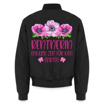 Rentnerin Rente Blumen Endlich Zeit für den Garten - Unisex Bomberjacke - Schwarz - Hinten - AI Model Male 185 light (185cm)