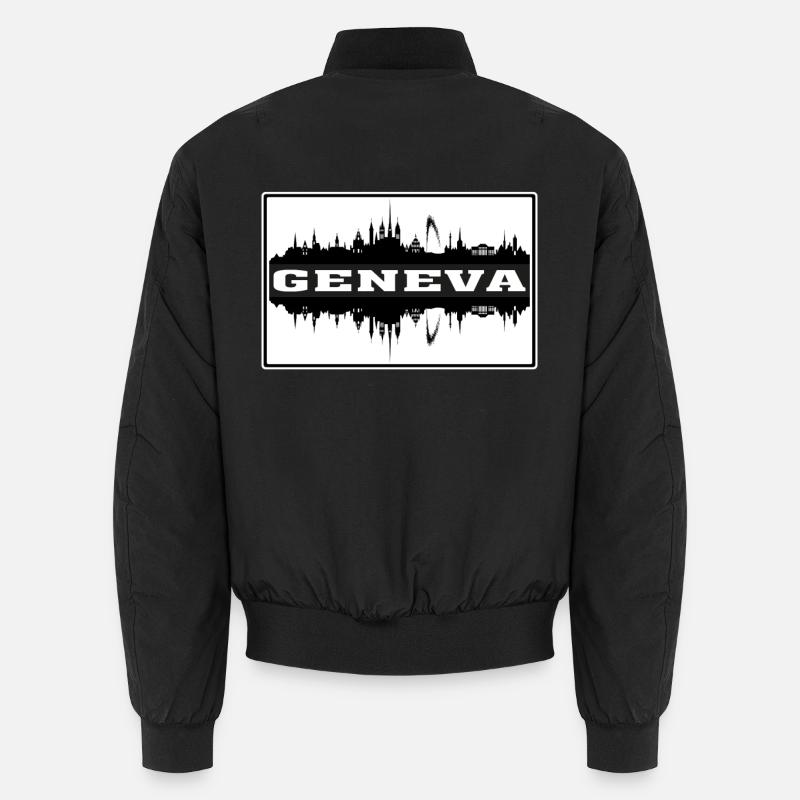 Genf Schweiz Reise Souvenir Skyline Silhoue Unisex Bomberjacke