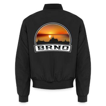 Brno Tschechien Skyline Vintage Sonnenuntergang Reise Souveni - Unisex Bomberjacke - Schwarz - Hinten - AI Model Male 185 light (185cm)