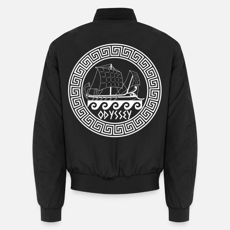 Symbol eines weißen griechischen Bootes Unisex Bomberjacke