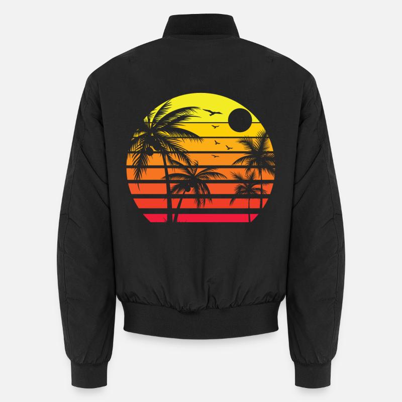 80s Summer Beach Palm Tree Sunset Bomber unisexe