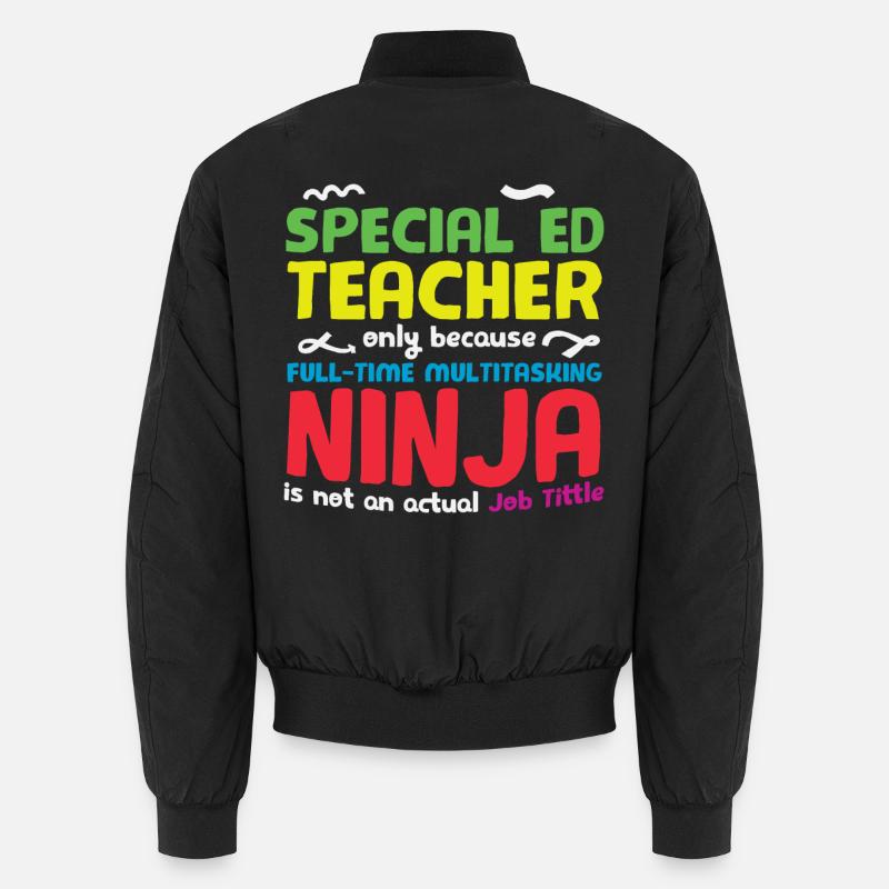 Special Ed Teacher Autism Ninja - Unisex Bomber Jacket - black