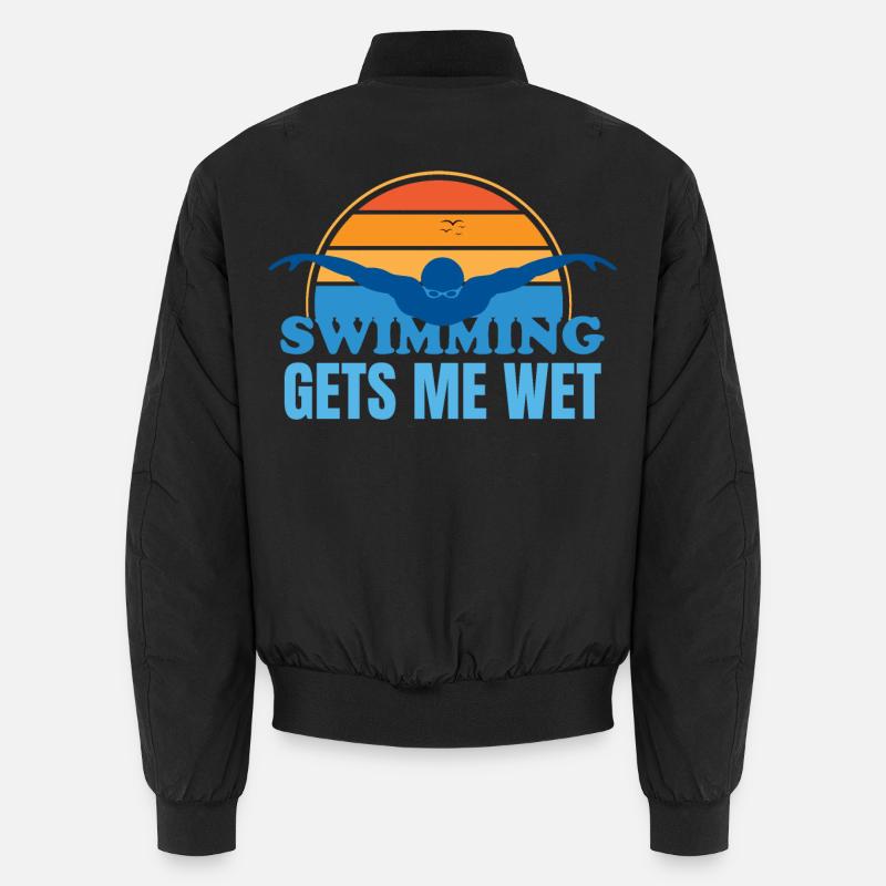Swimming Gets Me Wet - Unisex Bomber Jacket - black