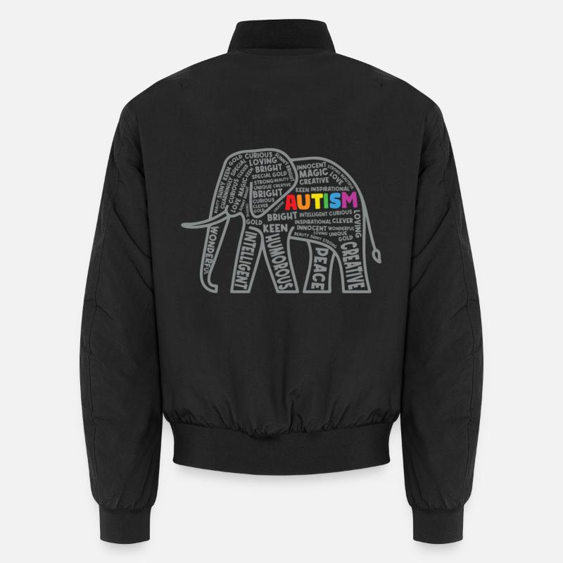 Sensibilisation à l’autisme Typographie des éléphants Bomber unisexe