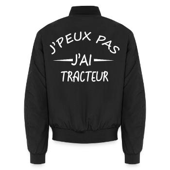 J'peux pas j'ai tracteur - Je peux pas j'ai tracte - Bomber unisexe - noir - Dos - AI Model Male 185 light (185cm)