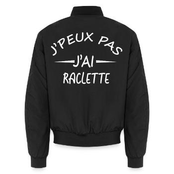 Je peux pas j'ai raclette - Bomber unisexe - noir - Dos - AI Model Male 185 light (185cm)