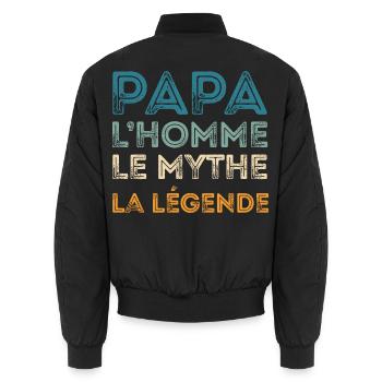 Papa Homme Mythe Légende - Bomber unisexe - noir - Dos - AI Model Male 185 light (185cm)