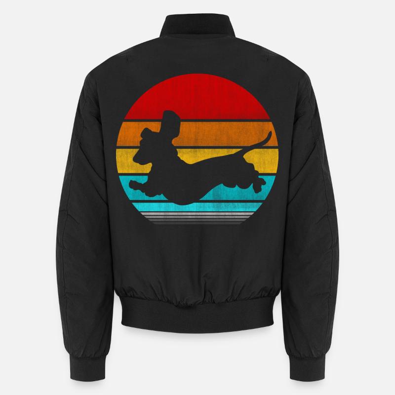 retro vinatge dachshund - Unisex Bomber Jacket - black