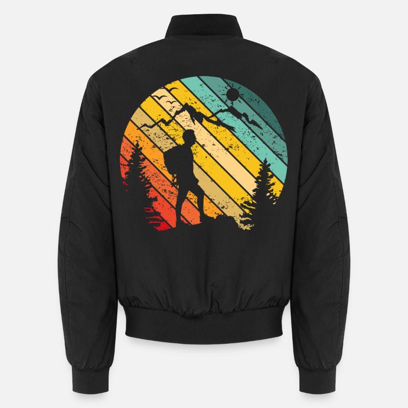 Hiking Retro Sunset - Unisex Bomber Jacket - black