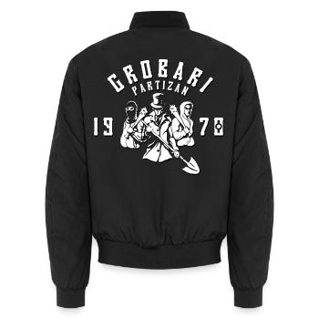 Grobari Partizan Beograd Srbija Sampion - Unisex Bomberjacke - Schwarz - Hinten - AI Model Male 185 light (185cm)