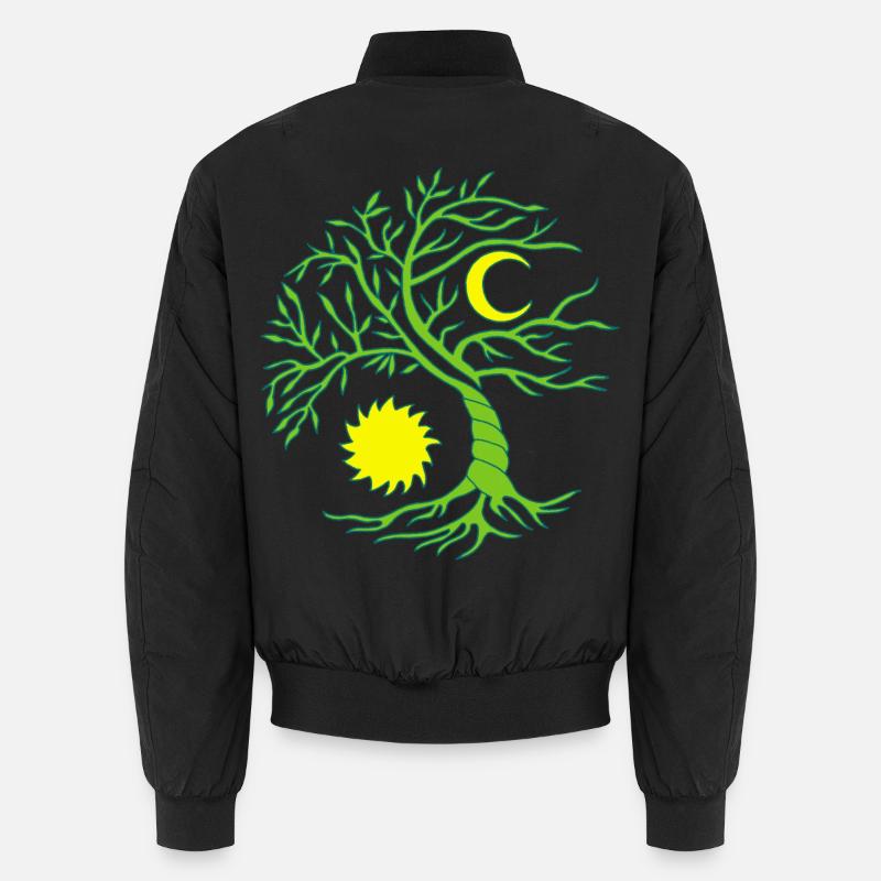 Baum des Lebens Sonne und Mond Unisex Bomberjacke