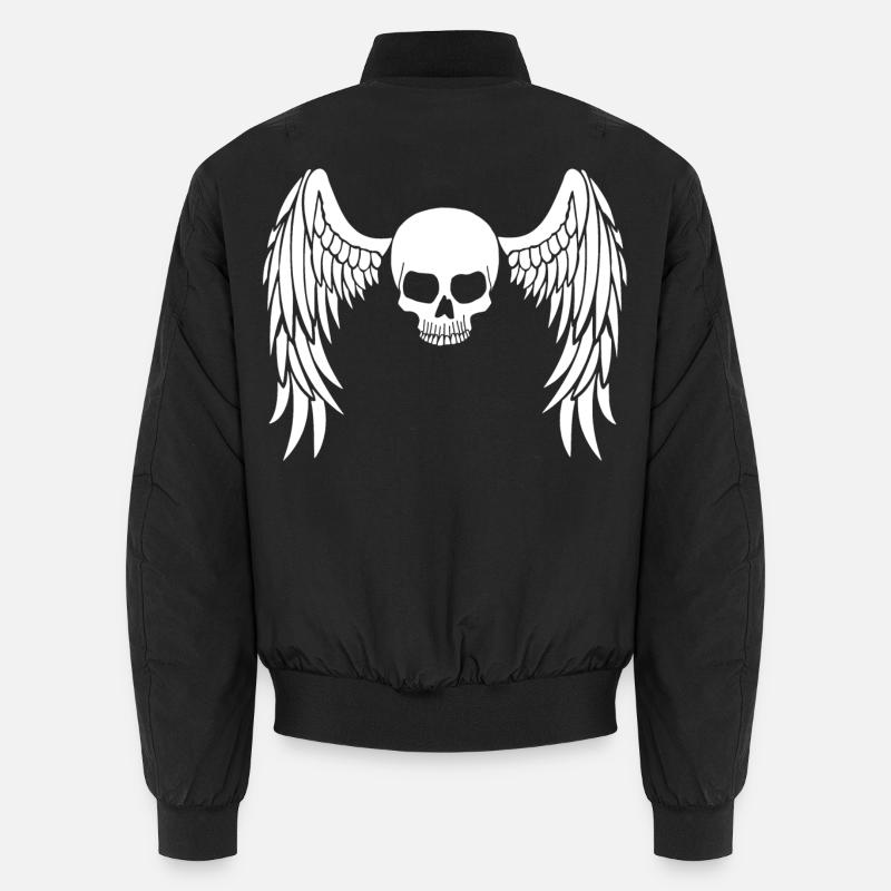 White winged skull - Unisex Bomber Jacket - black