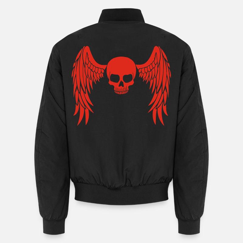 Crâne ailé rouge - Bomber unisexe - noir