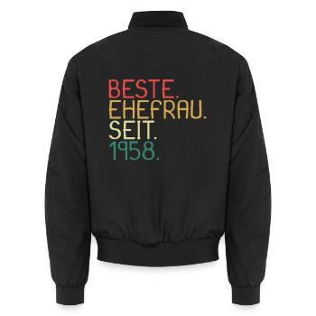 Beste Ehefrau Seit 1958 - Jahrestag Geschenk - Unisex Bomberjacke - Schwarz - Hinten - AI Model Male 185 light (185cm)