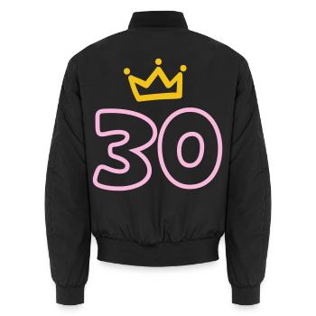 30th birthday Krone 30 years - Unisex Bomber Jacket - black - Back - AI Model Male 185 light (185cm)