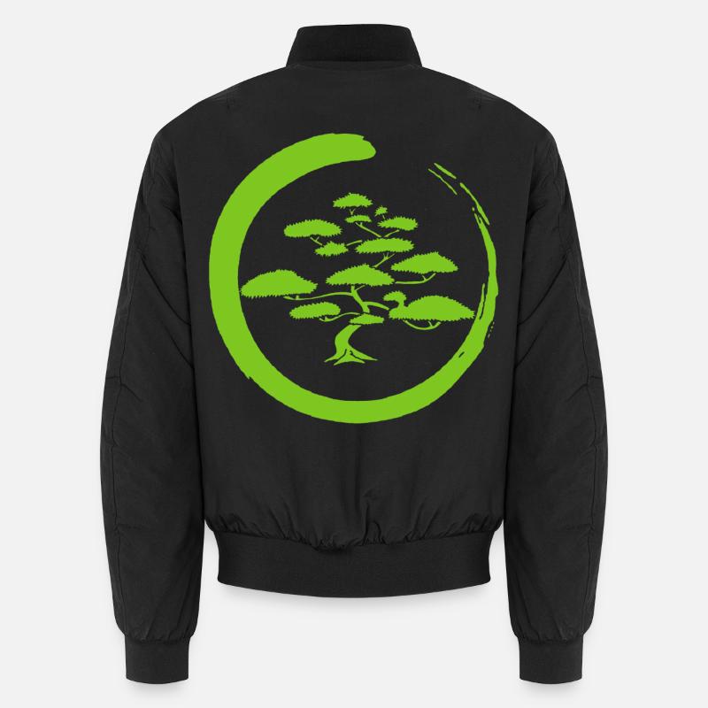 Green Japan tree - Unisex Bomber Jacket - black