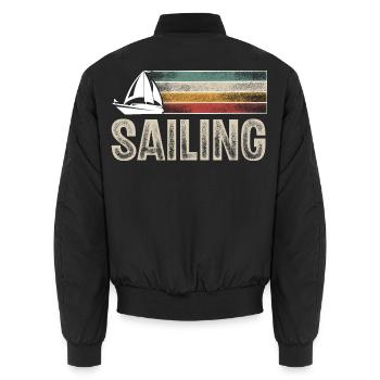 Segeln Segler Segelboot Retro Vintage - Unisex Bomberjacke - Schwarz - Hinten - AI Model Male 185 light (185cm)