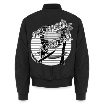 Wellenreiter Surfer Palmen Strand schwarz/weiß - Unisex Bomberjacke - Schwarz - Hinten - AI Model Male 185 light (185cm)