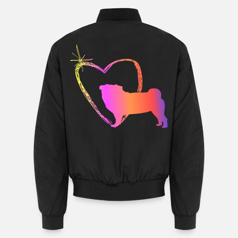 Mops mit Herz Unisex Bomberjacke