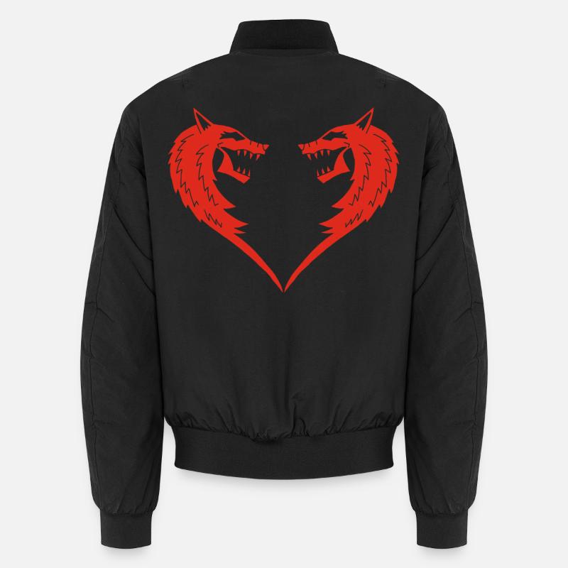 Rotes Wolfsherz - Unisex Bomberjacke - Schwarz