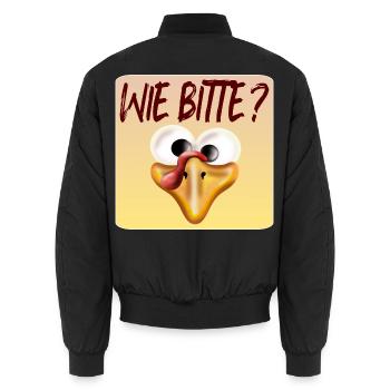 Wie bitte, Hühner - Unisex Bomberjacke - Schwarz - Hinten - AI Model Male 185 light (185cm)