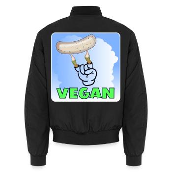 VEGANE WURST - Unisex Bomberjacke - Schwarz - Hinten - AI Model Male 185 light (185cm)
