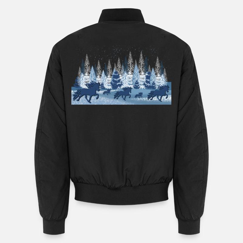 Winter landscape 2 with tölt - Unisex Bomber Jacket - black