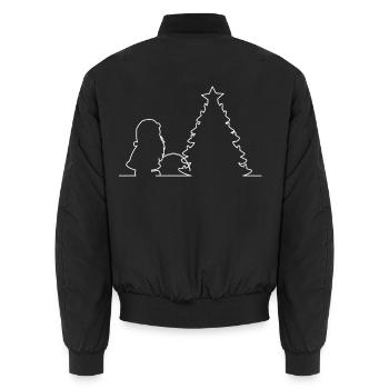 Santa Claus pinkelt an Weihnachtsbaum, Weihnachten - Unisex Bomberjacke - Schwarz - Hinten - AI Model Male 185 light (185cm)