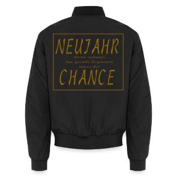 Neues Jahr Neue Chance - Slogan Spruch - Unisex Bomberjacke - Schwarz - Hinten - AI Model Male 185 light (185cm)