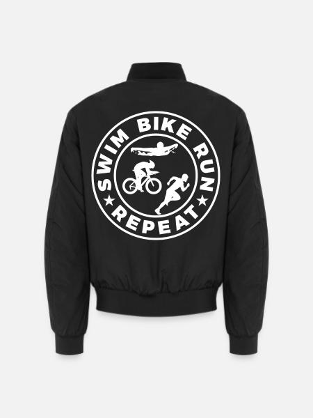 Swim Bike Run Repeat - Unisex Bomberjacke - Schwarz