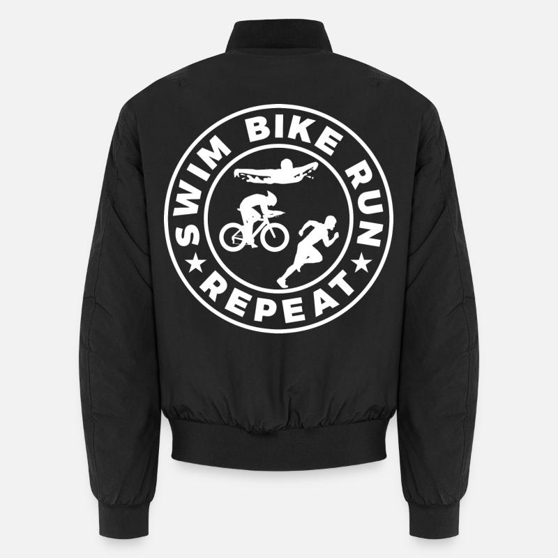 Swim Bike Run Repeat - Unisex Bomberjacke - Schwarz