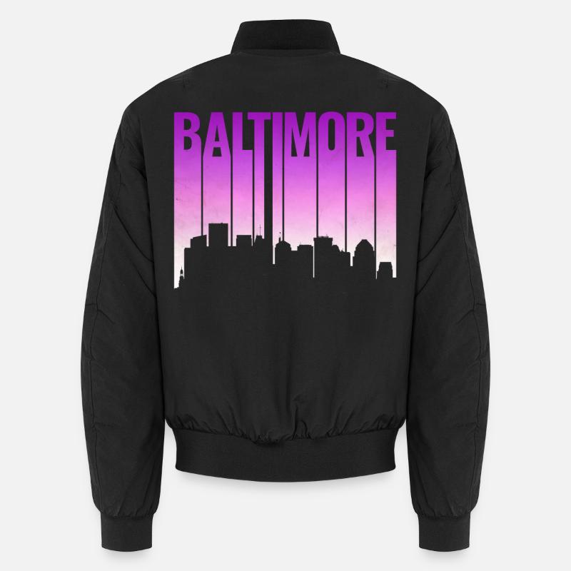 Baltimore Skyline Gradient - Unisex Bomberjacke - Schwarz