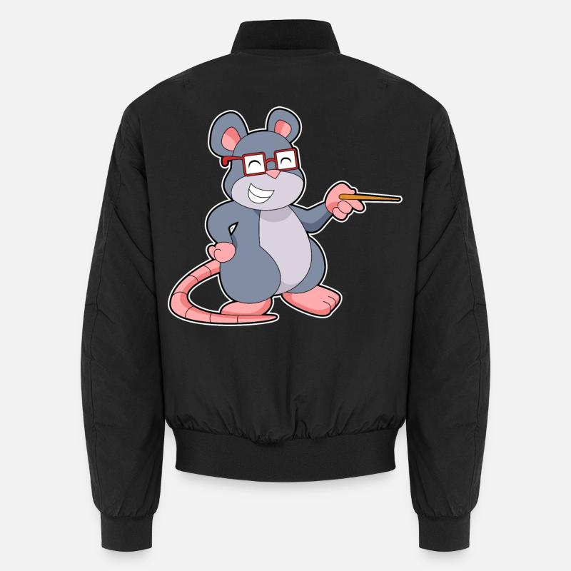 Mouse Teacher Pointer School - Unisex Bomber Jacket - black