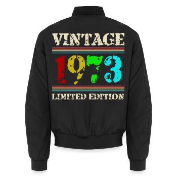 1973 Geburtstag Retro Vintage geboren im Jahr 1973 - Unisex Bomberjacke - Schwarz - Hinten - AI Model Male 185 light (185cm)
