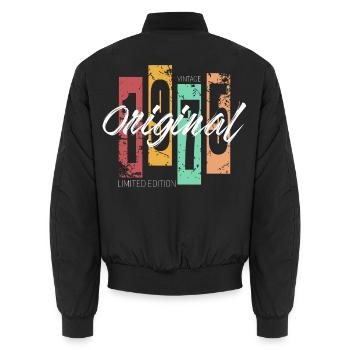 1975 Vintage Retro Birthday - Unisex Bomber Jacket - black - Back - AI Model Male 185 light (185cm)
