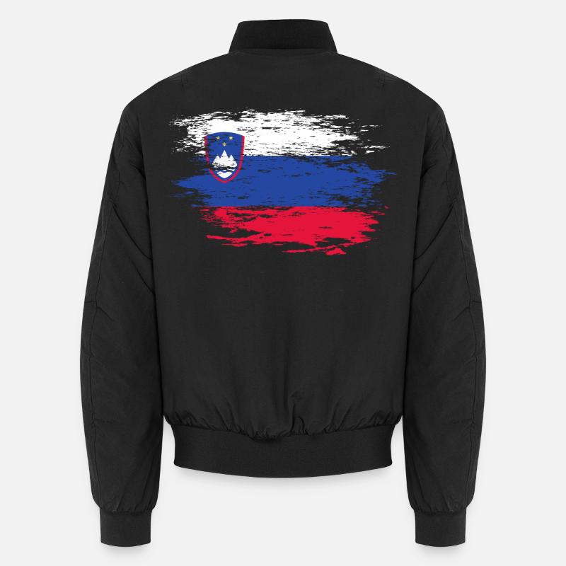 Slovenia Flag used - Unisex Bomber Jacket - black
