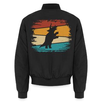 Dino Dinosaur Triceratops - Unisex Bomber Jacket - black - Back - AI Model Male 185 light (185cm)