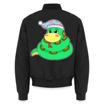 Snake Sleeping Nightcap - Unisex Bomber Jacket - black - Back - AI Model Male 185 light (185cm)