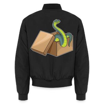 Snake Cardboard - Unisex Bomber Jacket - black - Back - AI Model Male 185 light (185cm)
