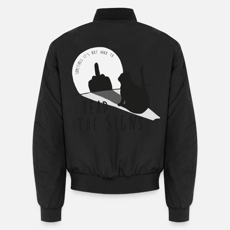 Read the signs. Katze, Mittelfinger, Schatten Unisex Bomberjacke