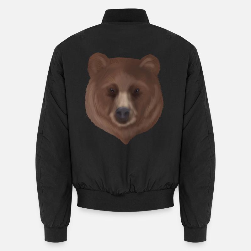 Grizzlybär Portrait - Unisex Bomberjacke - Schwarz